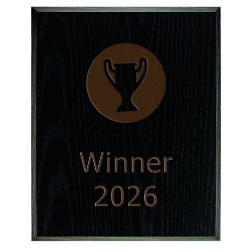 Sort treplakett med lasergravering